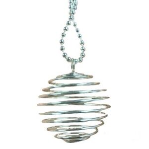 Spiral Cage Sacred Crystal Holder Silver Tone Mediterranean Pendant 5 Stones